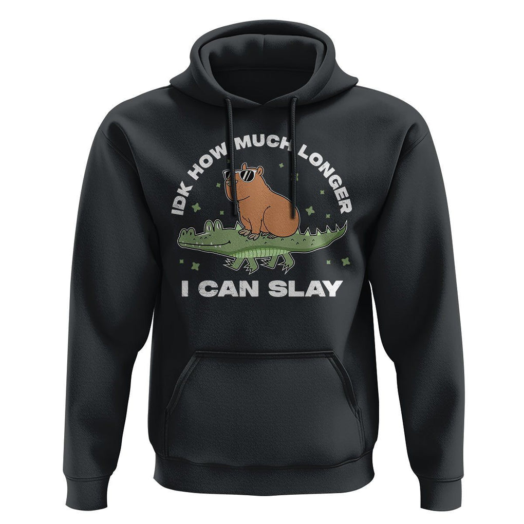 Capybara Lover Hoodie Idk How Much Longer I Can Slay Funny Capy Crocodile TS09 Black Print Your Wear