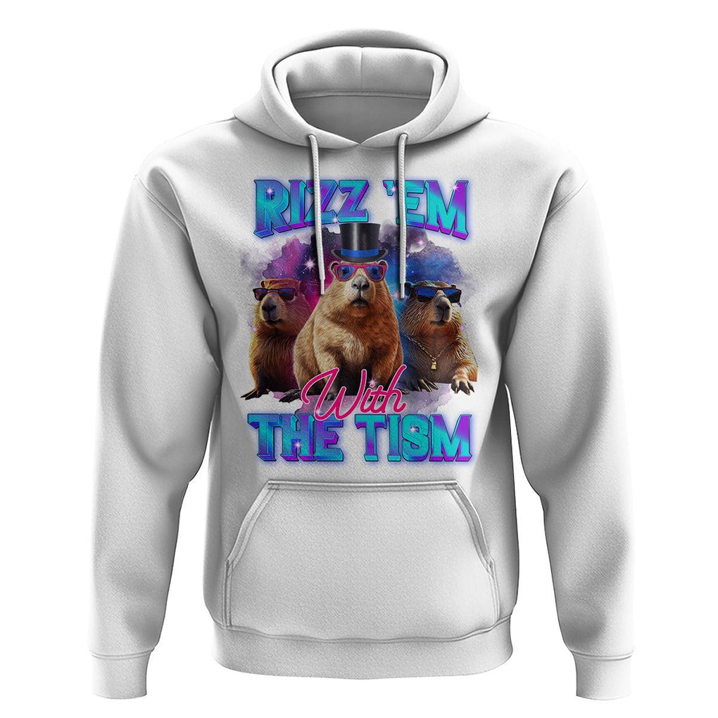Capybara Lover Hoodie Rizz Em With The Tism Funny Capy Meme TS09 White Print Your Wear