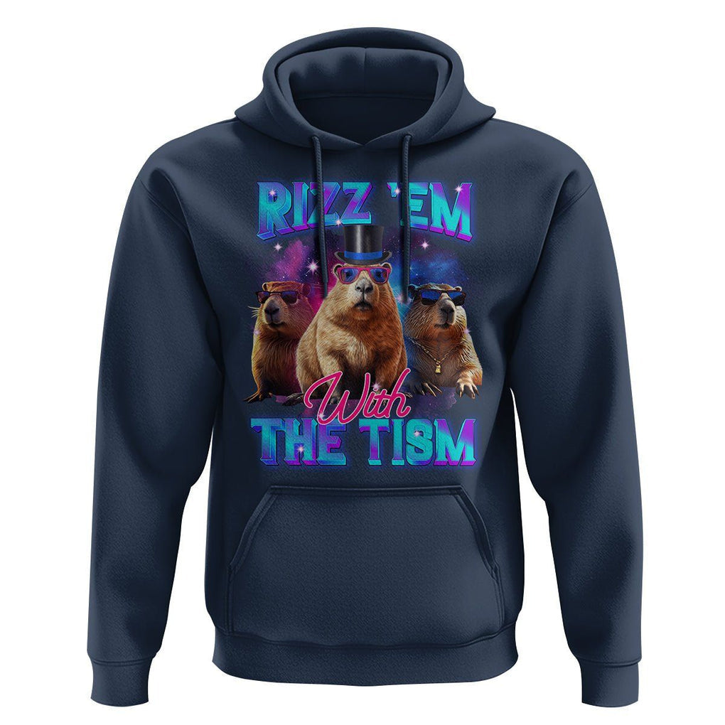 Capybara Lover Hoodie Rizz Em With The Tism Funny Capy Meme TS09 Navy Print Your Wear