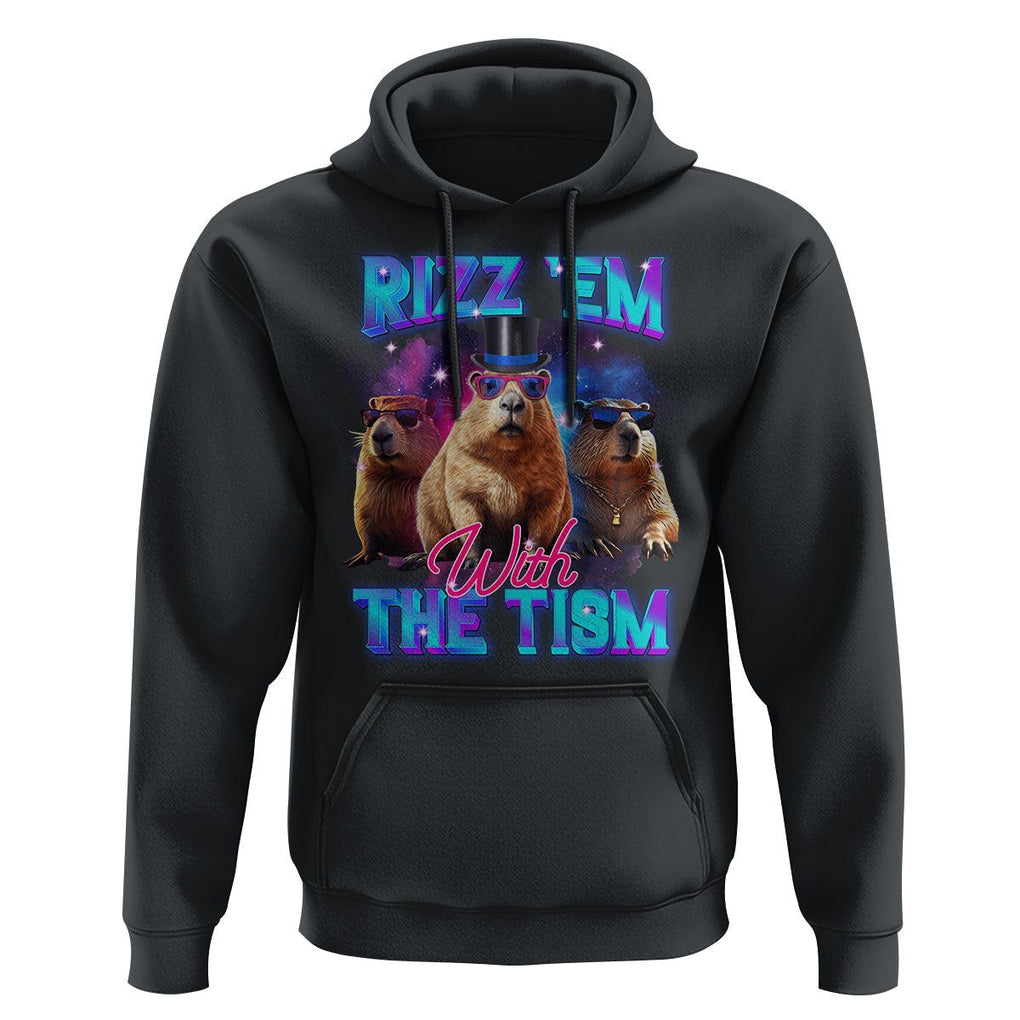 Capybara Lover Hoodie Rizz Em With The Tism Funny Capy Meme TS09 Black Print Your Wear