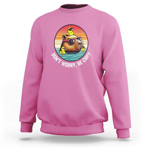 Capybara Lover Sweatshirt Don't Worry Be Capy Retro TS09 Azalea Print Your Wear
