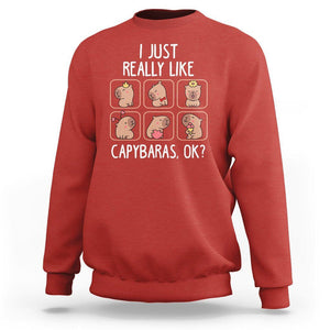 Capybara Lover Sweatshirt I Just Really Like Capybaras Cute Capy TS09 Red Print Your Wear