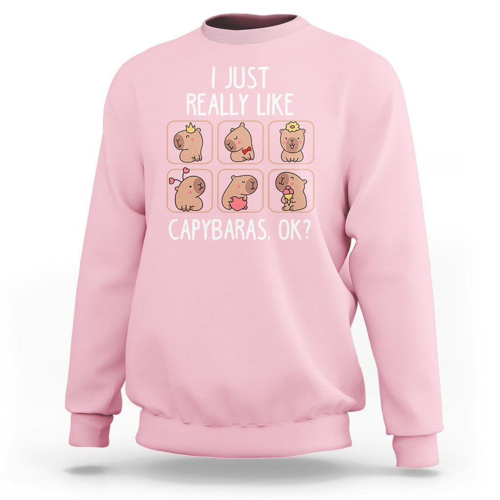 Capybara Lover Sweatshirt I Just Really Like Capybaras Cute Capy TS09 Light Pink Print Your Wear