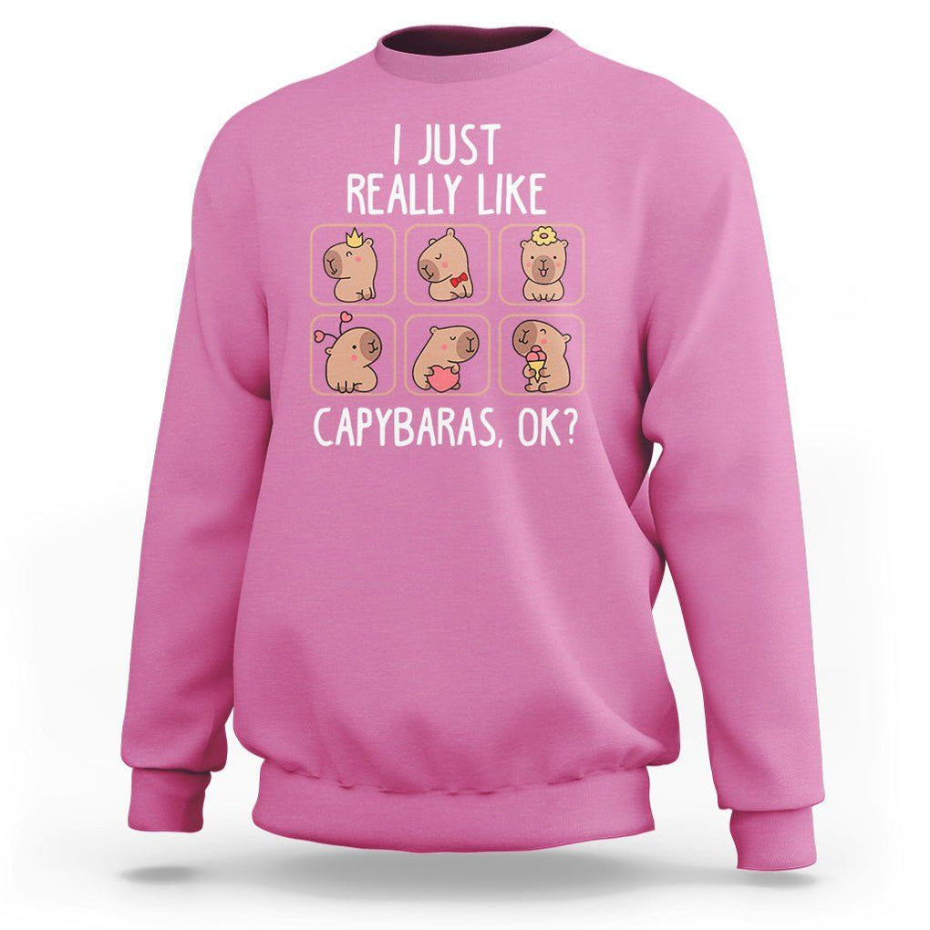 Capybara Lover Sweatshirt I Just Really Like Capybaras Cute Capy TS09 Azalea Print Your Wear
