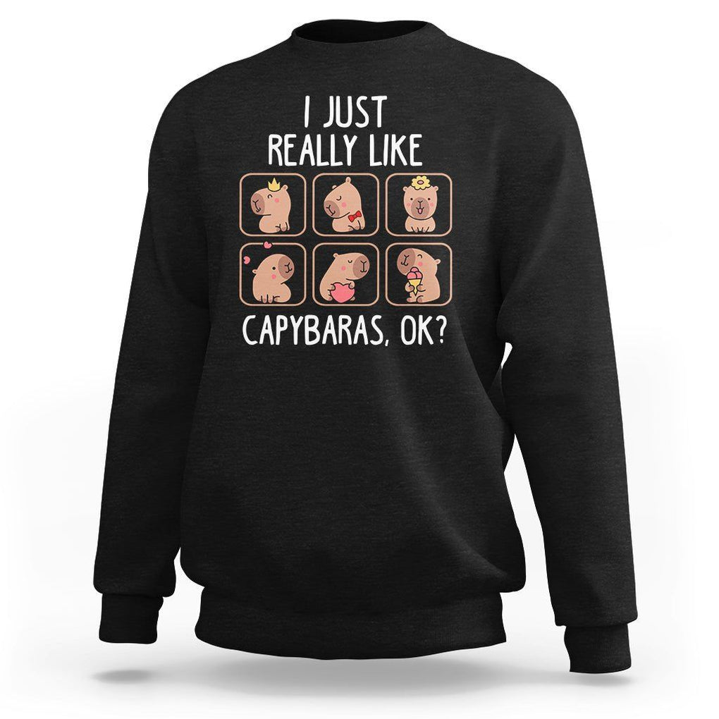 Capybara Lover Sweatshirt I Just Really Like Capybaras Cute Capy TS09 Black Print Your Wear