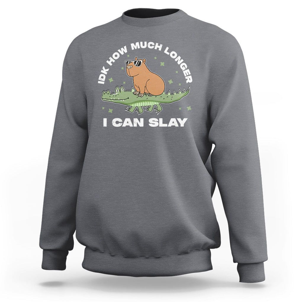 Capybara Lover Sweatshirt Idk How Much Longer I Can Slay Funny Capy Crocodile TS09 Charcoal Print Your Wear
