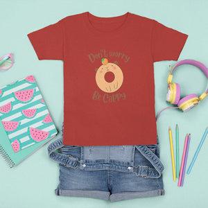 Capybara Lover T Shirt For Kid Don't Worry Be Cappy Funny Cute Donut Lover TS09 Red Print Your Wear