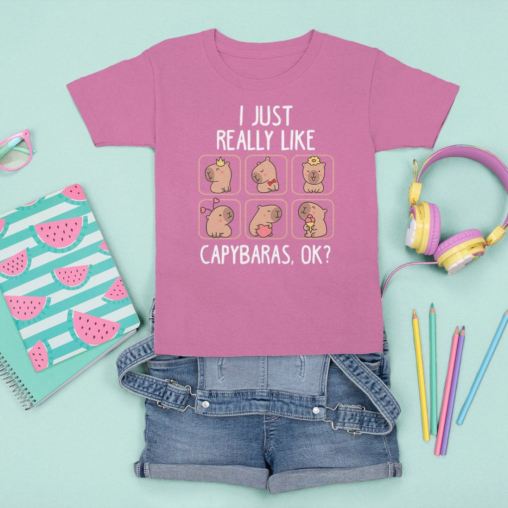 Capybara Lover T Shirt For Kid I Just Really Like Capybaras Cute Capy TS09 Azalea Print Your Wear