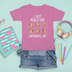 Capybara Lover T Shirt For Kid I Just Really Like Capybaras Cute Capy TS09 Azalea Print Your Wear