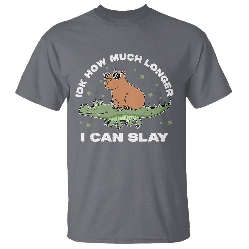 Capybara Lover T Shirt Idk How Much Longer I Can Slay Funny Capy Crocodile TS09 Charcoal Print Your Wear