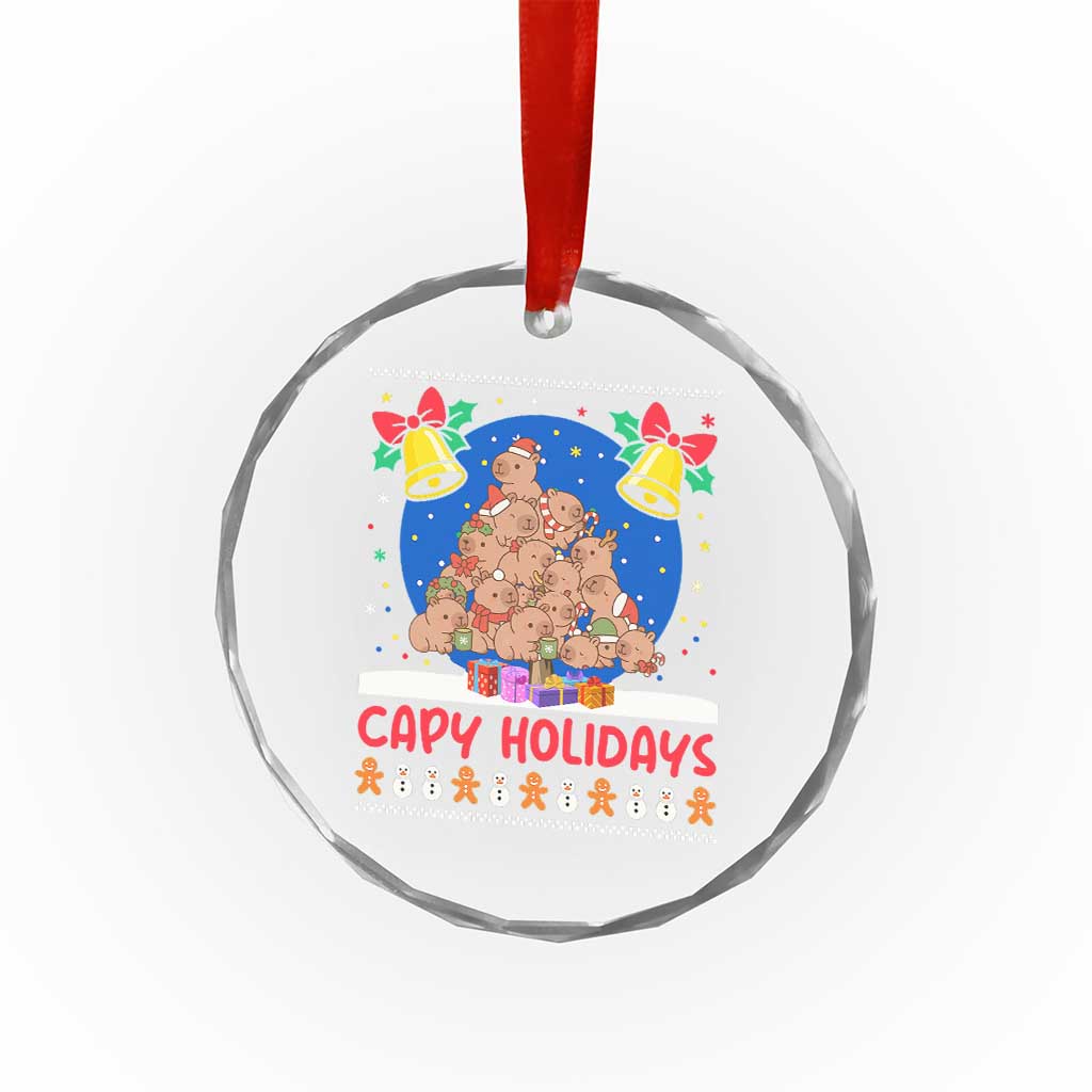 Capybara Xmas Tree Crystal Glass Ornament Funny Capy Holidays Gift TS12 Transparent Glass 3'' Circle Print Your Wear