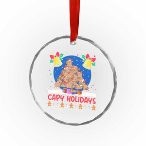 Capybara Xmas Tree Crystal Glass Ornament Funny Capy Holidays Gift TS12 Transparent Glass 3'' Circle Print Your Wear