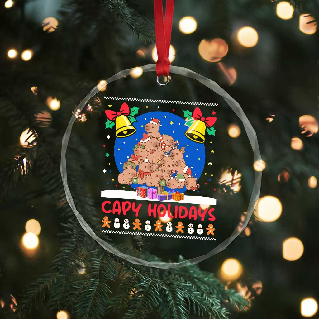 Capybara Xmas Tree Crystal Glass Ornament Funny Capy Holidays Gift TS12 Print Your Wear