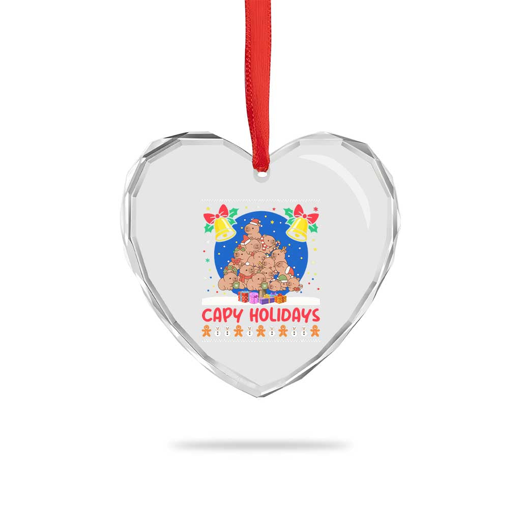 Capybara Xmas Tree Heart Crystal Glass Ornament Funny Capy Holidays Gift TS12 Print Your Wear