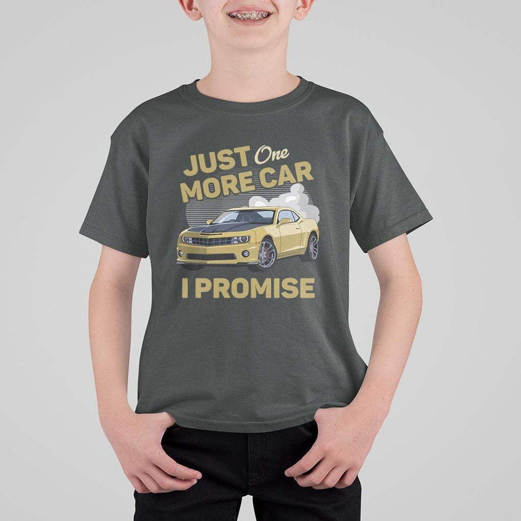 Car Lover T Shirt For Kid Just One More Car I Promise Racing TS11 Dark Heather Print Your Wear