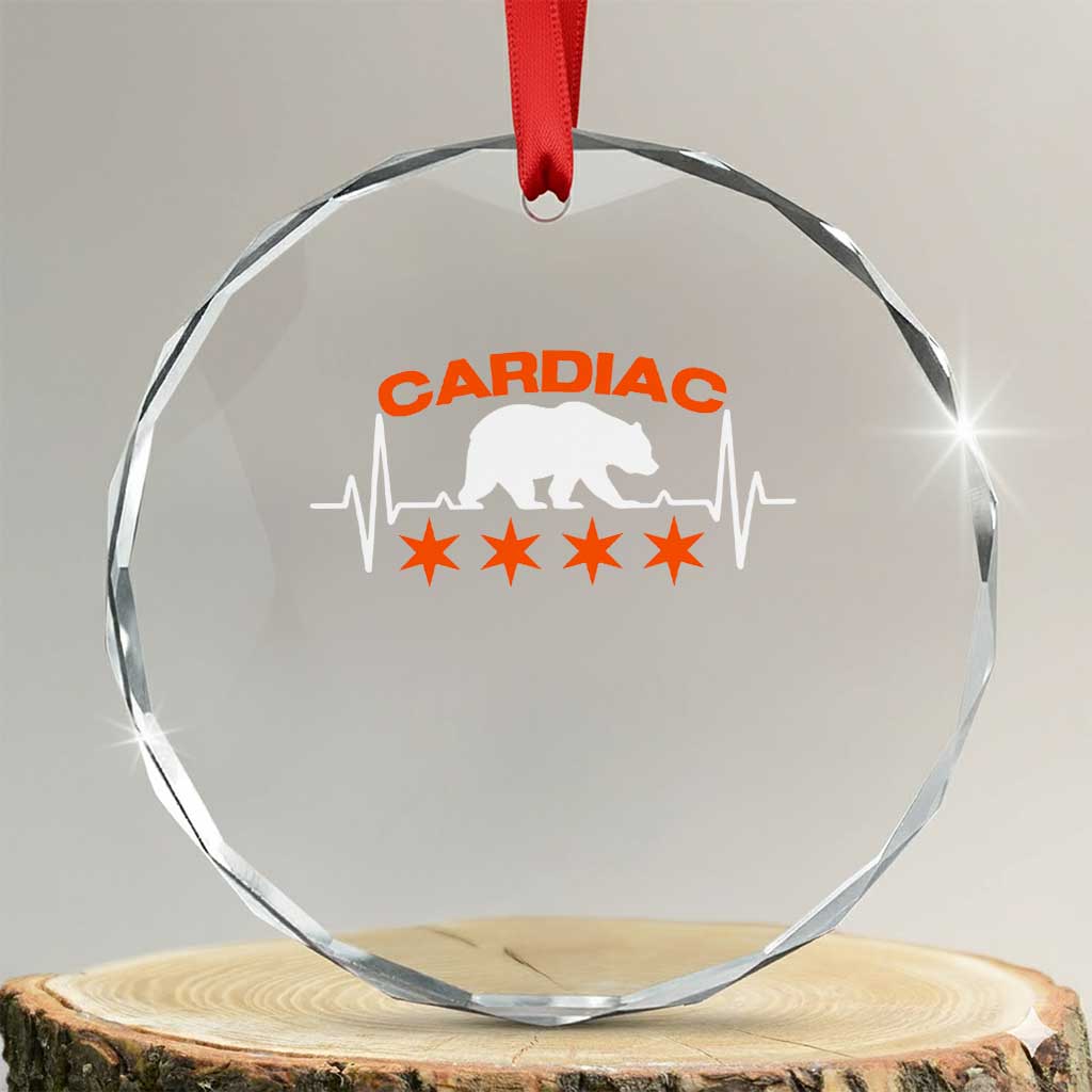 Cardiac Bear Heart Rate Crystal Glass Ornament Funny Heart-Stopping Game Day Sport Fans TS02 Transparent Glass 3'' Circle Print Your Wear