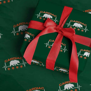Cardiac Bear Heart Rate Wrapping Paper Roll Funny Heart-Stopping Game Day Sport Fans TS02 Green Print Your Wear