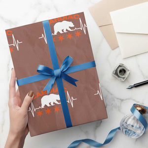 Cardiac Bear Heart Rate Wrapping Paper Roll Funny Heart-Stopping Game Day Sport Fans TS02 Mocha Print Your Wear