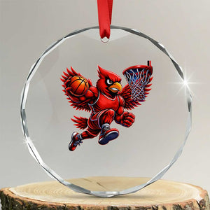 Cardinal Playing Basketball Graphic Crystal Glass Ornament Dunk Mascot Sports Fan Gift TS10 Transparent Glass 3'' Circle Print Your Wear