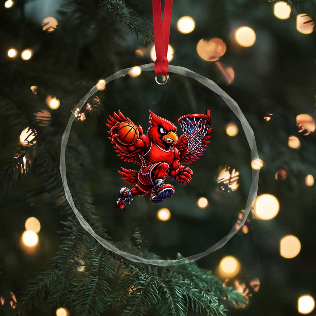 Cardinal Playing Basketball Graphic Crystal Glass Ornament Dunk Mascot Sports Fan Gift TS10 Print Your Wear
