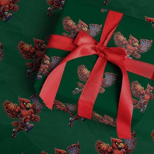Cardinal Playing Basketball Graphic Wrapping Paper Roll Dunk Mascot Sports Fan Gift TS10 Green Print Your Wear