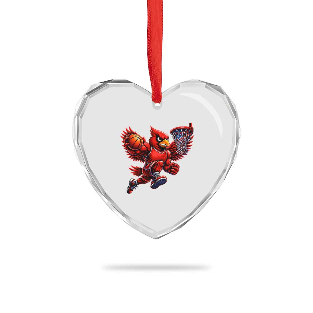Cardinal Playing Basketball Graphic Heart Crystal Glass Ornament Dunk Mascot Sports Fan Gift TS10 Print Your Wear