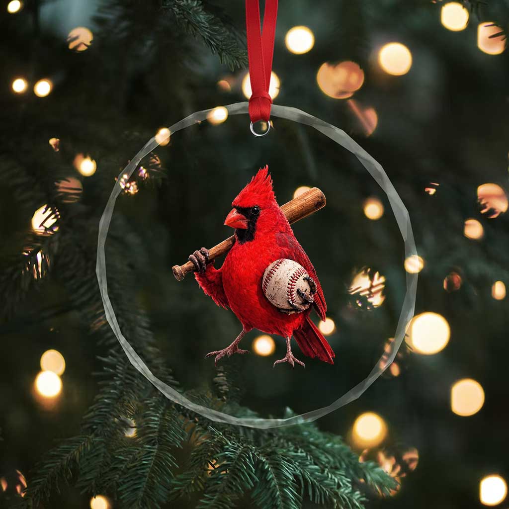 Cardinals Baseball Player Crystal Glass Ornament Retro STL Redbird Fan Bird Mascot Baseball TS10 Print Your Wear