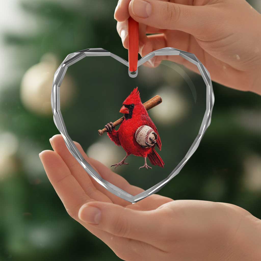 Cardinals Baseball Player Heart Crystal Glass Ornament Retro STL Redbird Fan Bird Mascot Baseball TS10 Print Your Wear