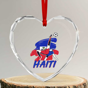 Caribbean Soccer Lover Gift Heart Crystal Glass Ornament Haitian Heritage Pride
