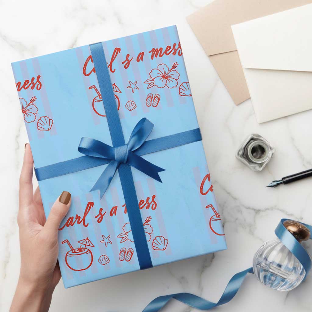 Carl's a Mess Wrapping Paper Roll Viral Sarcastic Reality TV TS14 Light Blue Print Your Wear