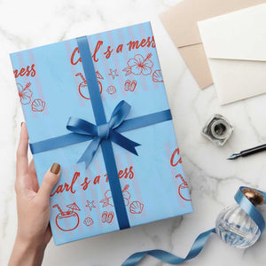 Carl's a Mess Wrapping Paper Roll Viral Sarcastic Reality TV TS14 Light Blue Print Your Wear