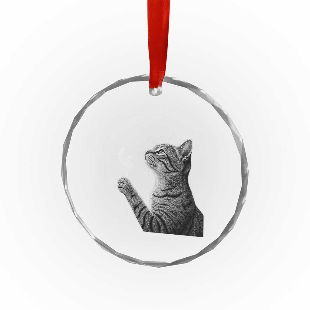 Cat Blowing Dandelion Crystal Glass Ornament Kitten Making A Wish Nature Art TS11 Print Your Wear