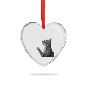 Cat Blowing Dandelion Heart Crystal Glass Ornament Kitten Making A Wish Nature Art TS11 Print Your Wear
