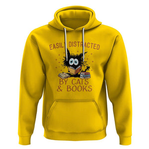 Cat & Book Lover Hoodie Easily Distracted By Cats And Books Funny Black Cat Meme TS02 Daisy Printyourwear