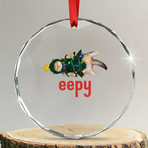 Cat Christmas Meme Crystal Glass Ornament Eepy Kitten Silly Sleepy TS14 Transparent Glass 3'' Circle Print Your Wear