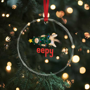 Cat Christmas Meme Crystal Glass Ornament Eepy Kitten Silly Sleepy TS14 Print Your Wear