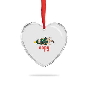 Cat Christmas Meme Heart Crystal Glass Ornament Eepy Kitten Silly Sleepy TS14 Print Your Wear