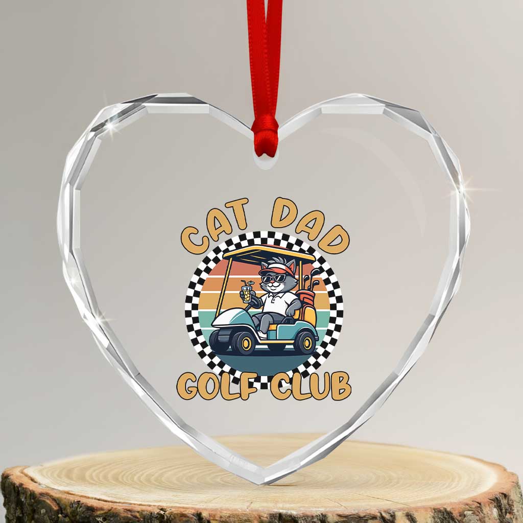 Cat Dad Golf Club Heart Crystal Glass Ornament Funny Sports Lover Gift TS12 Transparent Glass 3'' Heart Print Your Wear