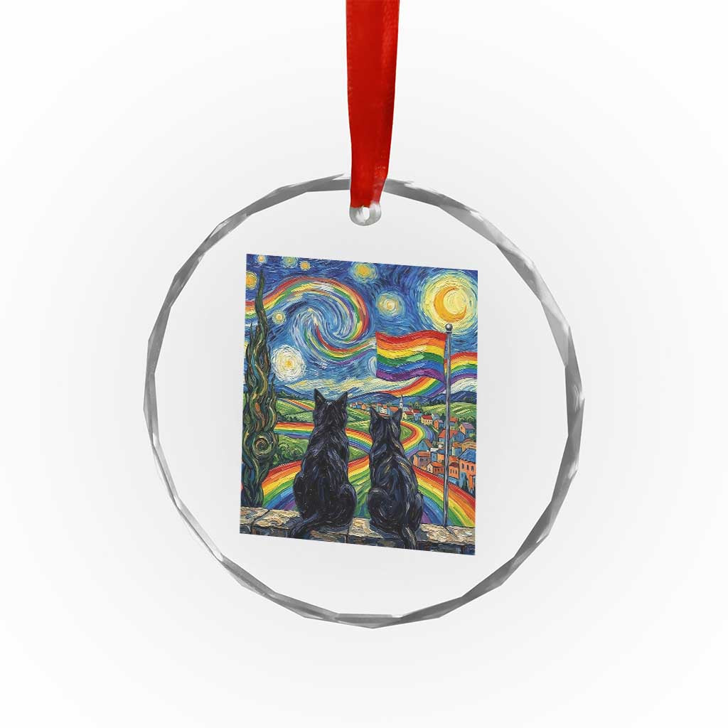 Cat Gay Pride Crystal Glass Ornament Starry Night Style LGBTQ Pride Support TS14 Print Your Wear