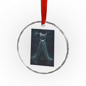 Cat Halloween Crystal Glass Ornament Spooky Season Ghost Kitten Haunted Mansion TS10 Transparent Glass 3'' Circle Print Your Wear