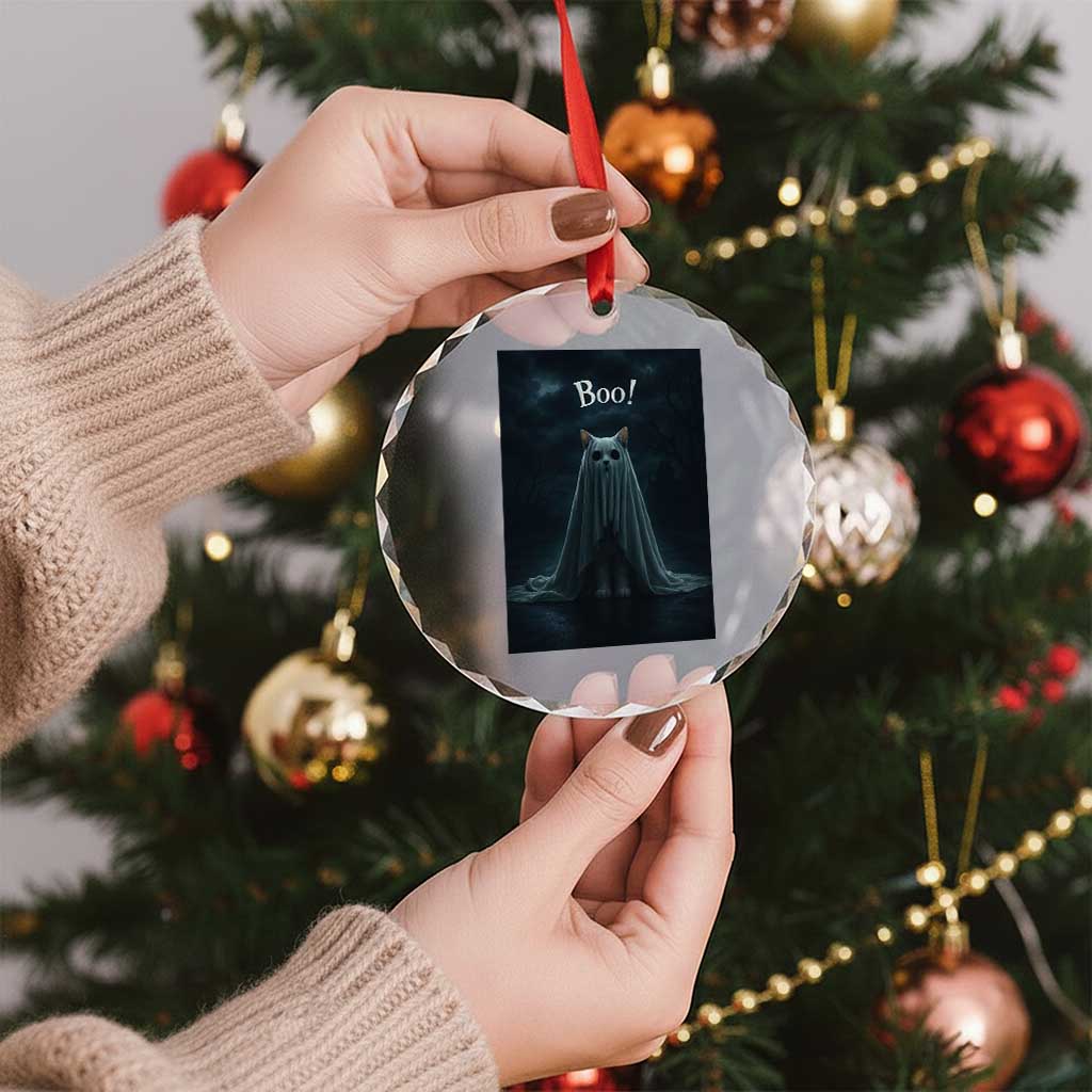 Cat Halloween Crystal Glass Ornament Spooky Season Ghost Kitten Haunted Mansion TS10 Print Your Wear