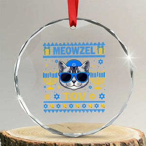Cat Hanukkah Crystal Glass Ornament Meowzel Tov Jewish Cat Owner Ugly Chanukah TS10 Transparent Glass 3'' Circle Print Your Wear