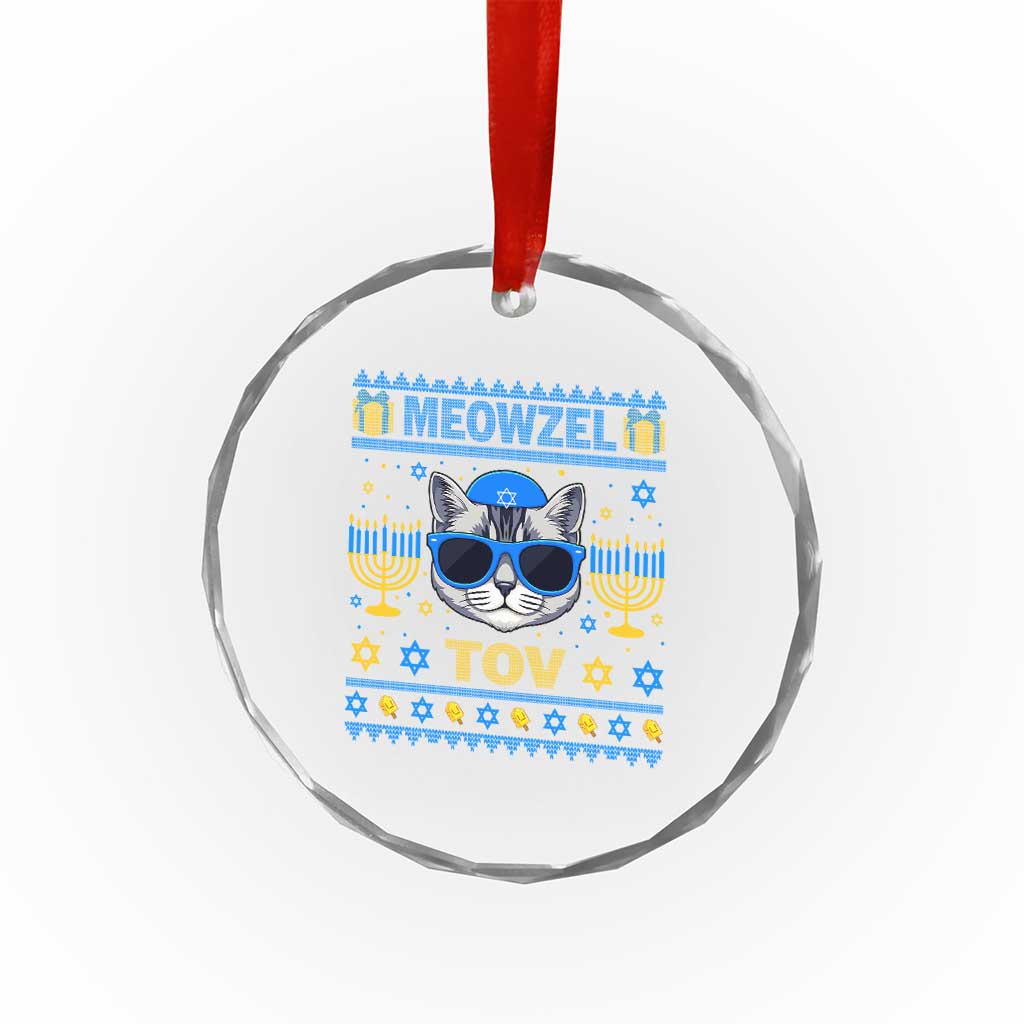 Cat Hanukkah Crystal Glass Ornament Meowzel Tov Jewish Cat Owner Ugly Chanukah TS10 Print Your Wear