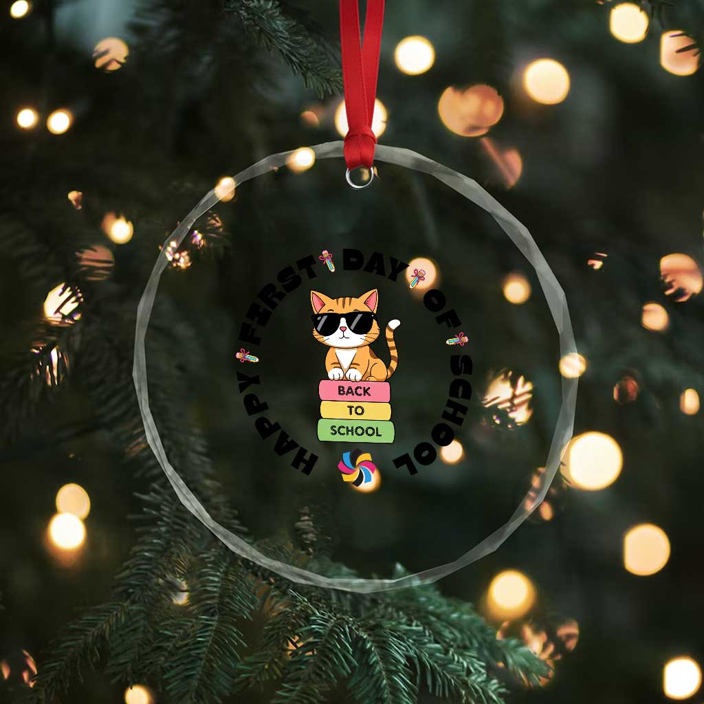 Cat Happy First Day Of School Crystal Glass Ornament Back To School Gift For Kids TS12 Print Your Wear