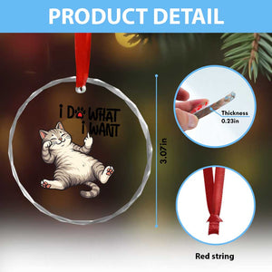 Cat Lover Crystal Glass Ornament Funny I Do What I Want TS12 Print Your Wear