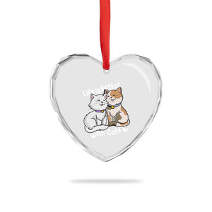 Cat Lover Heart Crystal Glass Ornament Life Is Better With Cats Cute TS02 Print Your Wear