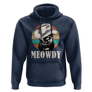 Cat Lover Hoodie Meowdy Funny Howdy Retro Vintage Cowboy Hat TS11 Navy Print Your Wear