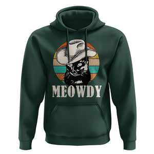 Cat Lover Hoodie Meowdy Funny Howdy Retro Vintage Cowboy Hat TS11 Dark Forest Green Print Your Wear