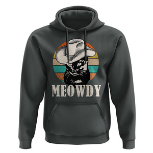 Cat Lover Hoodie Meowdy Funny Howdy Retro Vintage Cowboy Hat TS11 Dark Heather Print Your Wear