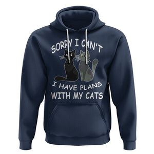 Cat Lover Hoodie Sorry I Can't I Have Plans With My Cats TS02 Navy Printyourwear